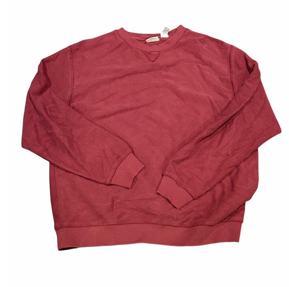 Vintage 90s L.L.Bean Men L Red Cotton Sweater Pullover Long Sleeve Outdoor